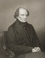 ジョンラッセル卿（1792-1878）1860年にロンドンで出版された「著名な人物のドローイングルーム、第2巻」から、DJパウンドが写真から彫刻した最初のアールラッセル